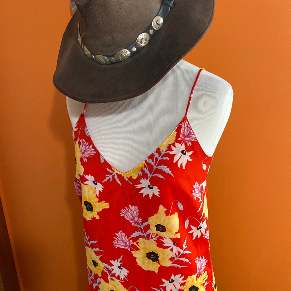 H & M DIVIDED Red Poppy Cami Floral Slip Dress ~ Size 4 ~ Lined! Beautiful!